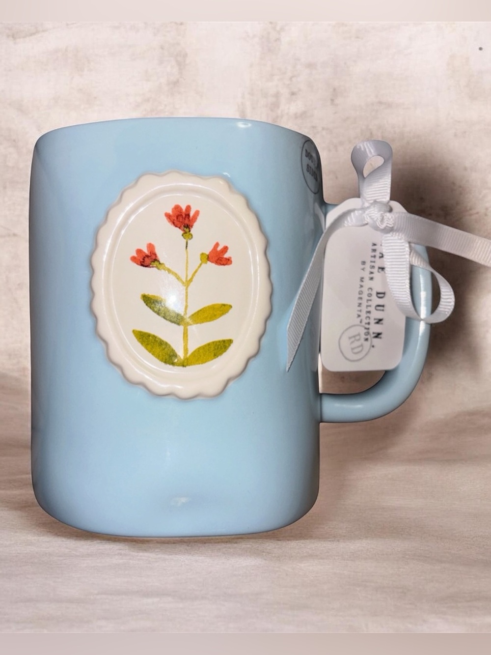 Rae Dunn ‘Grateful For Every Little Thing’ Floral Medallion Mug Pastel Blue NWT